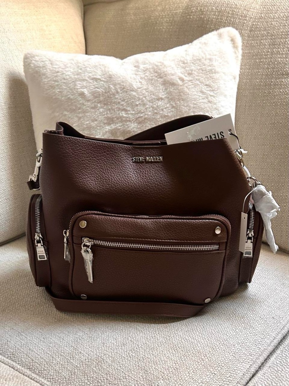 Steve Madden Viral Pebbled Brown Shoulder/ Crossbody Hobo Bag
